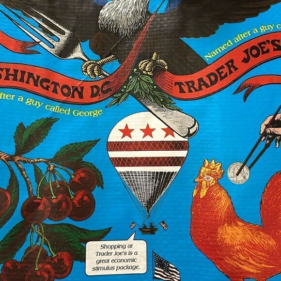 Trader Joe’s Plastic Reusable Shopping Tote Bag 6 Gallon Washington DC - Picture 12 of 14